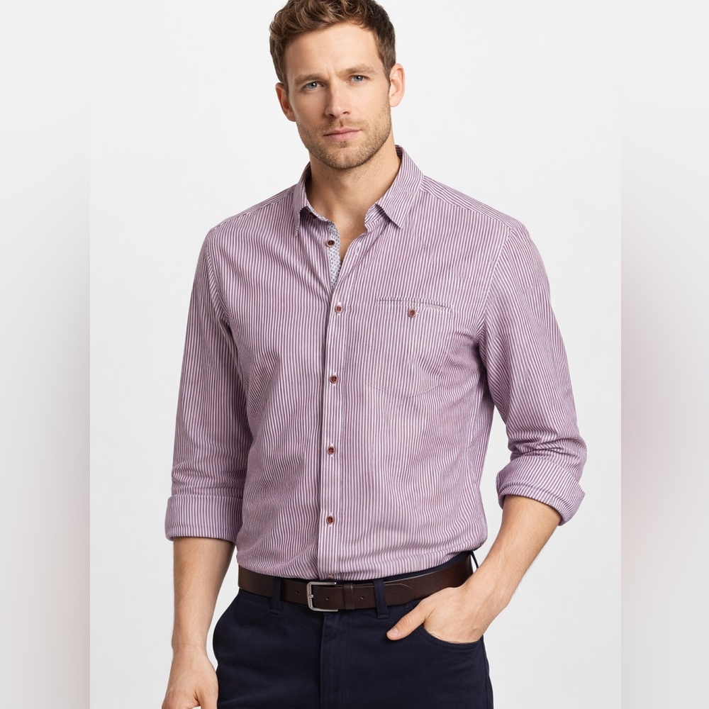 Ted Baker London Purple White Stripe Button Down Shirt Cotton Size 4